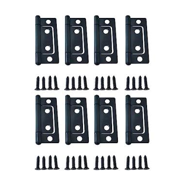 Imagem de QCAA Dobradiça de aço durável sem encaixe, para peito, caixa e móveis de armário vintage, 5 cm x 2,3 cm, preto fosco, pacote com 8, feito em Taiwan