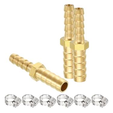 Imagem de HARFINGTON 3 peças de mangueira de latão de 5/40.6 cm a 1/10.2 cm Splicer Mender com 6 peças de braçadeiras de mangueira de aço inoxidável para impressão 3D, compressor de ar, máquina CNC, matrizes