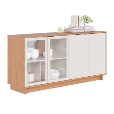 Imagem de Aparador Buffet Vitoria 2 Portas MDP 2 Vidro e Prateleiras - Colibri M