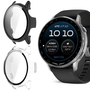 Imagem de Compatível com Garmin D2 Air X15, capa rígida de PC Lamshaw com protetor de tela de vidro temperado compatível com Garmin D2 Air X15 (preto + transparente)