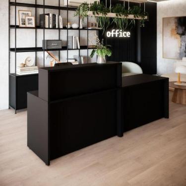 Imagem de Balcão de Recepção Retangular para Atendimento F5 Office G, Preto