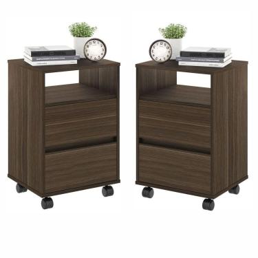 Imagem de Conjunto Mesa De Cabeceira Com Rodízios Nadi Marrom