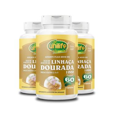 Imagem de Kit 3 óleo De Semente De Linhaça Dourada 1000mg Unilife 60 Cápsulas