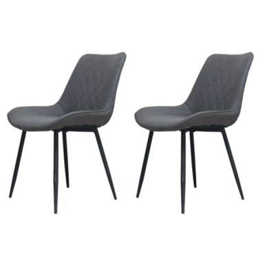 Imagem de Kit Com 2 Cadeiras Haifa Assento Em Mdf, Base Em Aço Fratini Grafite