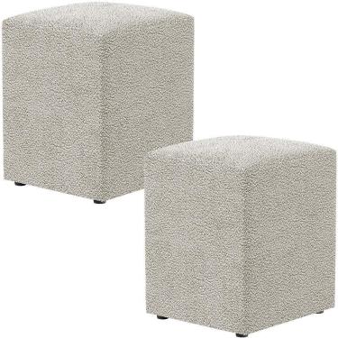 Imagem de Kit 02 Puffs Quadrado Decorativo L02 Bouclê Creme