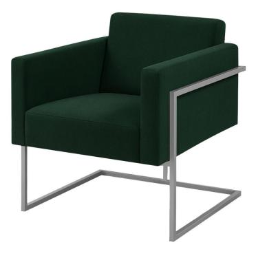 Imagem de Poltrona Decorativa Bélgica Veludo Verde Escuro Metal Champanhe