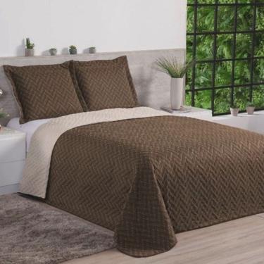 Imagem de Kit Cobre Leito Real Solteiro Dupla Face 2 Peças 100% Poliéster - Marrom/Avelã
