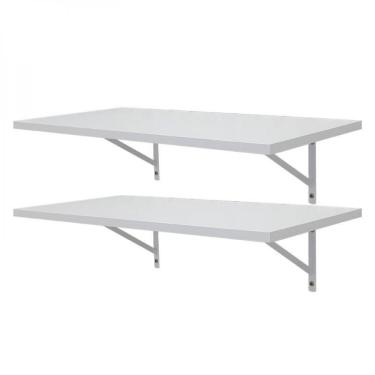 Imagem de Kit 2 Prateleiras 100 X 30cm Branca Com Mão Francesa