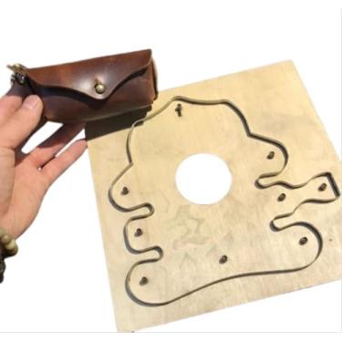 Imagem de YJIUYUANQ Molde de artesanato mini bolsa, perfurador de couro de madeira e molde de corte para bricolage