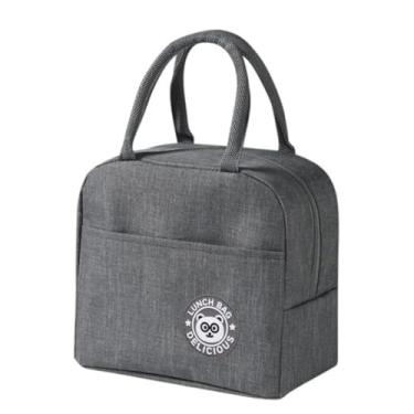 Imagem de Bolsa Térmica Lancheira com Alça Compacta Funcional para Uso no Trabalho Academia Escola Passeios e Viagens (Cinza)