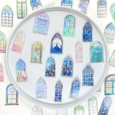 Imagem de 80 peças de adesivos de vinil para janela a laser holográficos, transparentes, PET, transparentes, impermeáveis, estéticos, pequenos para garrafas de água, carro, scrapbook, resina, caminhões, diário