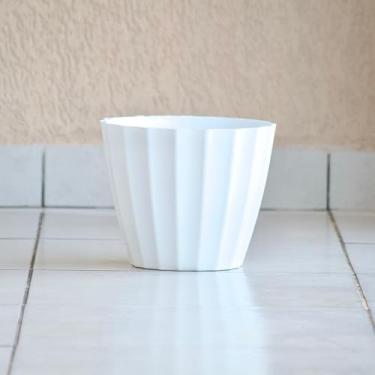 Imagem de Vaso de Planta Decoração Casa Jardim Bojo Cacau Injetado 23x27 Liso Luxo Estiloso (Branco)