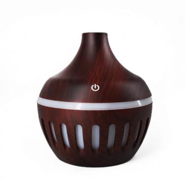 Imagem de Genérico Umidificador Ultrassônico Formato Gota, Madeira Mogno, 200ml, Display Digital, Difusão por Ultrassom, Cilíndrico, Alimentação Elétrica, Plástico ABS