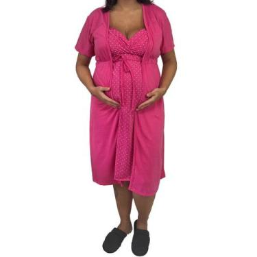 Imagem de Jogo Camisola de Alcinha Gestante e Maternidade com Robe - Linda Gesta