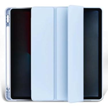 Imagem de Capa tabletCapa ipad magnetico inteligente com slot de canetas compativel Air 2 4 5 10.5 12,9 7 8 9 11 M2 M4 10 geracao A16(IPAD AIR3 10.5 POL,azul claro)