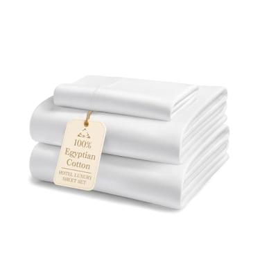 Imagem de LANE LINEN Jogo de lençol solteiro extra longo 100% algodão egípcio – 1000 fios, macio e confortável, resistente ao desbotamento solteiro, GG, perfeito para camas de hospital e dormitório, bolso