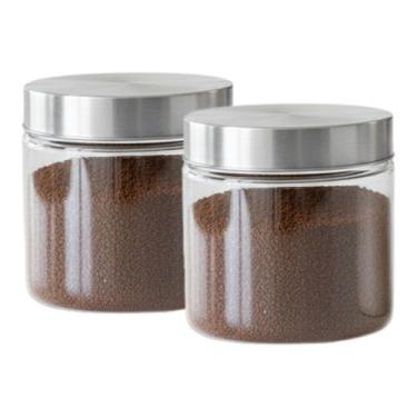 Imagem de 2 Potes Pequeno Vidro com Tampa de Aço 1,3 litros Wolff para Guardar M