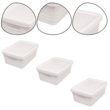 Imagem de Kit 3 Caixa Organizadora Juta 5 Lts Tampa Jaguar Cor Bege