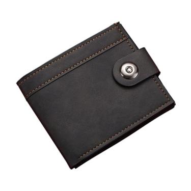 Imagem de Carteira masculina de couro PU, carteiras duplas finas com bloqueio de RFID, zíper ao redor do porta-cartão de crédito, carteira pequena compacta, Preto, Clássico