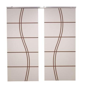 Imagem de Porta Dupla Branco Prime Frisada Kit Alumínio Fs Duplo - 210x180