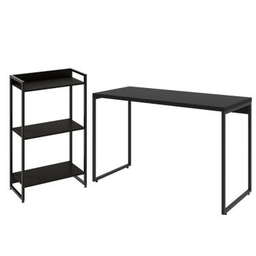Imagem de Kit Escritório Estante 3 Prateleiras Com Mesa 120Cm Onix