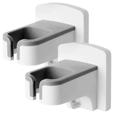 Imagem de LUMINFLY Pacote com 2 suportes para secador de cabelo para montagem na parede, design sem perfuração para banheiro, suporte com gerenciamento de cabos, fácil instalação, abdômen à prova d'água