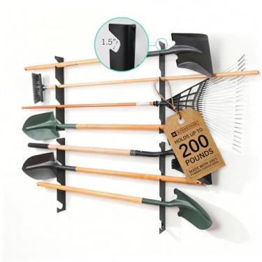 Imagem de StoreYourBoard Organizador horizontal de ferramentas para galpão – organizador de garagem, suporte de parede, organizador de ferramentas de aço resistente e armazenamento para pás, ancinhos, vassouras