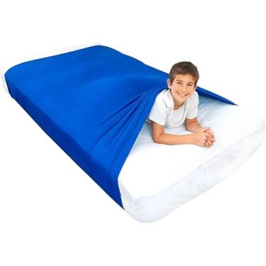 Imagem de Cobertor de compressão sensorial para jovens, lençol de cama de poliéster elástico para SPD, TDAH, autismo, 135 x 57,9 polegadas