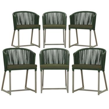 Imagem de 6 Cadeiras De Jantar Noronha Fendi Corda Náutica E13 Trama Verde