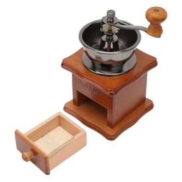 Imagem de Moedor de Café Manual Retrô em Madeira e Metal, Moagem Ajustável, 16cm x 9,5cm, Gaveta com Capacidade de 50g, Design Clássico