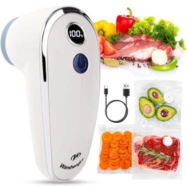 Imagem de WanshengLe Seladora a vácuo portátil para alimentos, máquina seladora a vácuo compacta sem fio atualizada, seladora portátil de alimentos com 30 sacos reutilizáveis para preservação de alimentos