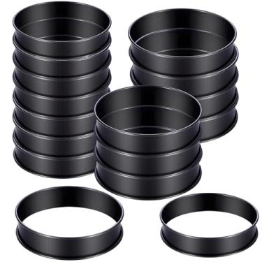 Imagem de 16 anéis de aço inoxidável para bolinhos e bolinhos, moldes antiaderentes de cozimento 4 e 3,4, bordas duplas para ovos e muffins, utensílios de cozinha fáceis de limpar