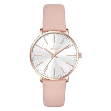 Imagem de Relógio feminino analógico simples e elegante à prova d'água com movimento de quartzo japonês. Um relógio diário versátil, L - rosa - ouro rosa