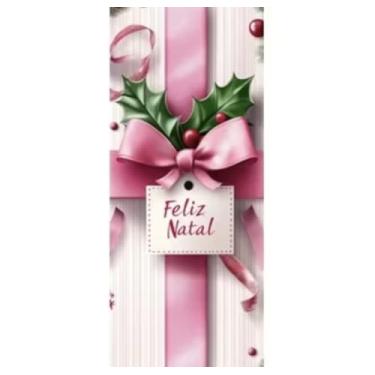 Imagem de Capa para Porta Feliz Natal Rosa com Elástico – Painel Decorativo Feliz Papai Noel Tecido Premiun (2,10 Cms X 0,85 Cms) (39)