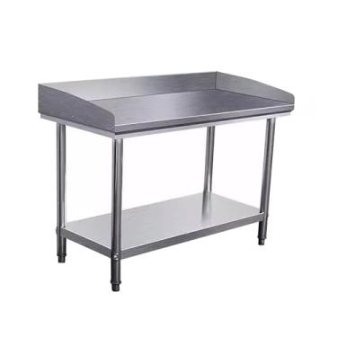 Imagem de Mesa comercial de aço inoxidável para preparação de alimentos para preparação e trabalho com prateleira e backsplash, mesa de metal de cozinha (110 x 50 cm/43,3 x 19,6 pol.)