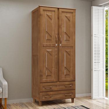 Imagem de Guarda-roupa Multiuso 2 Portas 2 Gavetas Imbuia Grécia Madeira Pinus - Cavazotto
