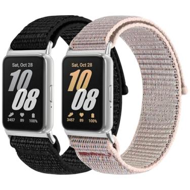 Imagem de 2 pulseiras de relógio de nylon compatíveis com Samsung Galaxy Fit 3, pulseiras de substituição de nylon esportivas macias, respiráveis e ajustáveis, para Galaxy Fit3 SM-R390, para mulheres e homens