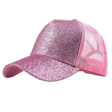 Imagem de Boné Feminino Brilho Glitter Saída Rabo De Cavalo Tela Rosa-Unissex