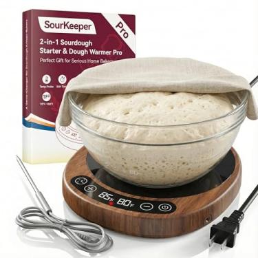 Imagem de 2 em 1 Sourdough Starter & Dough Warmer Pro - Placa de aquecimento maior 2026, sonda de temperatura de massa, controle de -17.2 °C (21.1–43.3 °C), temporizador 24H, monitoramento em tempo real, para