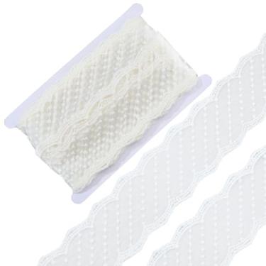 Imagem de GORGECRAFT 10 jardas 74 mm de largura, acabamento em renda, bordado, bege, fita listrada, bordada, para vestido de casamento, roupas, bolsas, cortina, toalha de mesa, decoração, artesanato, artesanato