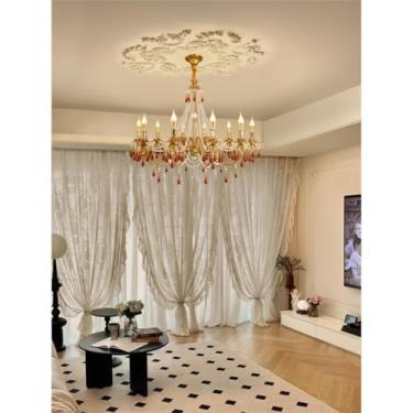 Imagem de Lustre de cristal francês vintage - Luminária de teto retrô elegante para sala de estar, sala de jantar e quarto. Decoração atemporal em estilo americano (10 lâmpadas).