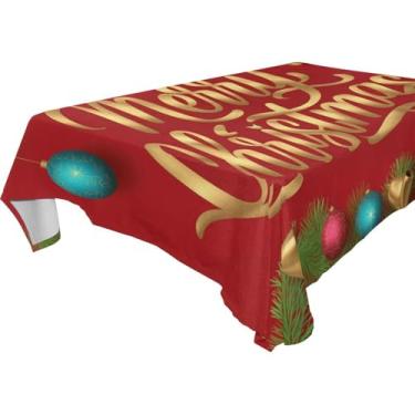 Imagem de Blueangle Toalha de mesa Merry Christmas – Toalha de mesa retangular de poliéster impermeável e resistente a manchas para ambientes internos e externos, 152 x 274 cm (505)