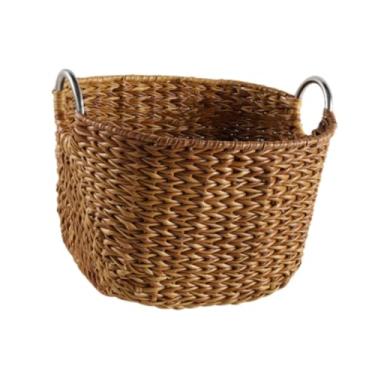 Imagem de WeiLaiKeQi Cesta de lavanderia tecida à mão, recipiente de armazenamento, organizador de brinquedos com alças, cesta de roupas, cesto de roupas para viagens