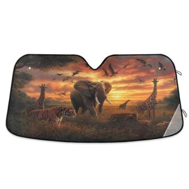 Imagem de ATTX Para-brisa de carro Wild Animals 134.6 cm x 59.7 cm Protetor solar universal com proteção UV, persiana de janela frontal automática dobrável para Sedans SUVs caminhões #67