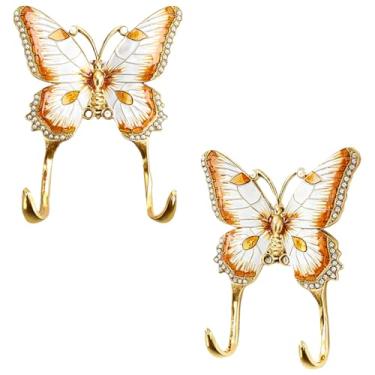 Imagem de Singring Pacote com 2 ganchos de parede decorativos de borboleta, ganchos vintage para toalhas, porta-chaves, ganchos de parede de metal para casacos, roupas, chapéus, bolsa, banheiro, casa, jardim