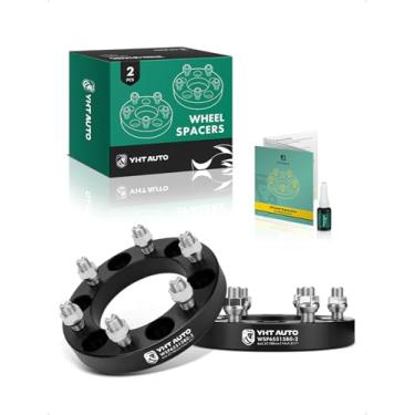 Imagem de YHTAUTO Espaçadores de roda 6 x 5,5 polegadas para Chevrolet Silverado, Tahoe, C/K, GMC Sierra, Yukon, Cadillac Escalade, espaçadores de pneu forjados de 6 x 139,7 mm de 25 mm com parafusos M14 x 1,5 furo do cubo de 108 mm, preto