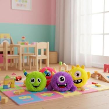 Imagem de Pelucia colorida e macia, adoravel, bola, infantil, brinquedo, personagem,divertida.