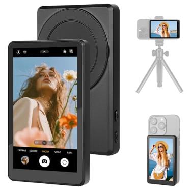 Imagem de Tela de monitor de selfie Vlog, tela magnética para celular 4K/1080p, espelhamento de tela sem fio, monitor de câmera traseira para Vlog Live Stream TikTok, compatível com iPhone e Android