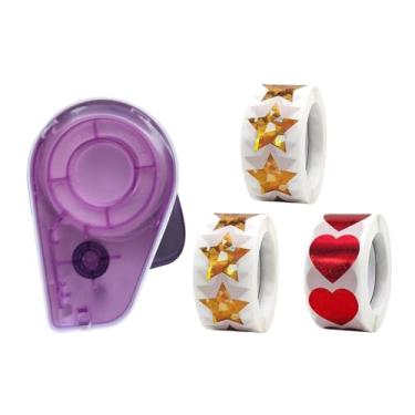 Imagem de predolo Dispensador manual de adesivos para recompensas infantis, presente simples, material escolar para professores, com 3 rolos de adesivos para sala de, Roxo