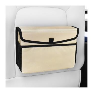 Imagem de Osilly Caixote do lixo de carro, impermeável, dobrável, saco de lixo para pendurar, organizador de lixo automático, acessórios para recipientes, universal para SUV, Sedan, caminhão (bege amarelo)